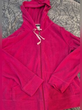 Jasmine Rose Hot Pink Hooded Zip Fleece Jacket